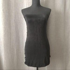 Y2K‎ Tube Mini Dress Womens OS Black Strapless Side Cutout Strappy Sexy Stripper